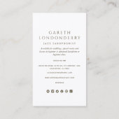 Professionele saxofonist en saxofoonmuziekleraar visitekaartje (Achterkant)