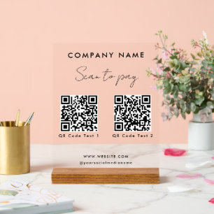 Professionele scan om 2 QR-codes te betalen Websit Acryl Bord