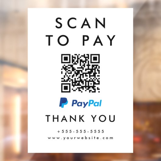 Professionele Scan om Paypal QR Code Wit te betale Raamsticker (Vel 2)