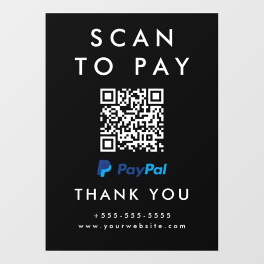 Professionele Scan om PayPal QR-code zwart te beta Raamsticker (Vel)