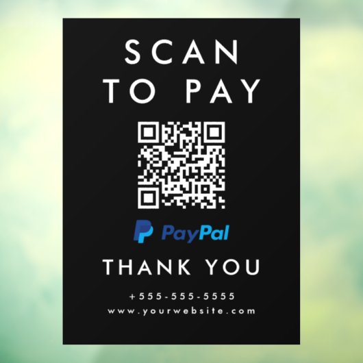 Professionele Scan om PayPal QR-code zwart te beta Raamsticker (Vel 3)