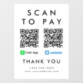 Professionele Scan om Venmo Cash App QR-code te be Raamsticker (Vel)