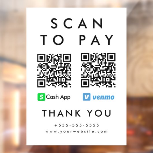 Professionele Scan om Venmo Cash App QR-code te be Raamsticker (Vel 2)
