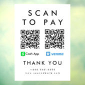Professionele Scan om Venmo Cash App QR-code te be Raamsticker (Vel 3)