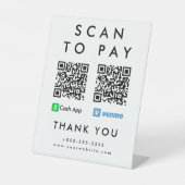 Professionele Scan om Venmo Cash App QR-code te be Reclamebord Met Voetstuk (Voorkant)