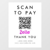 Professionele Scan om Zelle QR Code Wit te betalen Raamsticker (Vel)