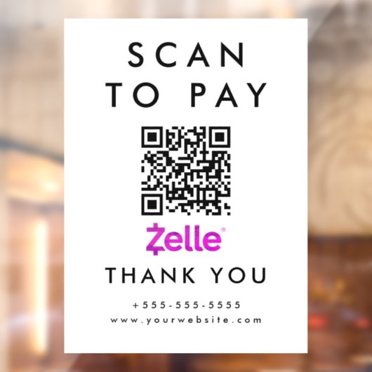 Professionele Scan om Zelle QR Code Wit te betalen Raamsticker (Vel 2)