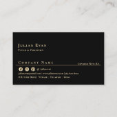 Professionele scanbare zwarte en gouden QR-code Visitekaartje (Achterkant)