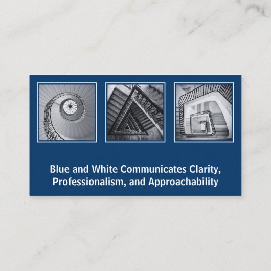 Professionele Scannable Collage Blauw Wit Persoonl Visitekaartje (Achterkant)