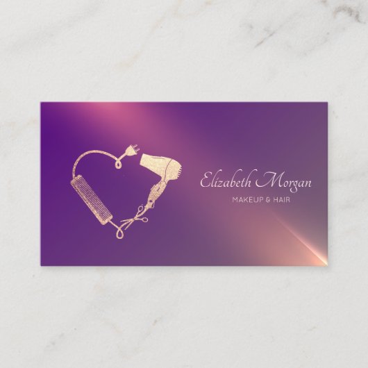 Professionele Schaar Droger Borstel Paarse Visitekaartje (Voorkant)