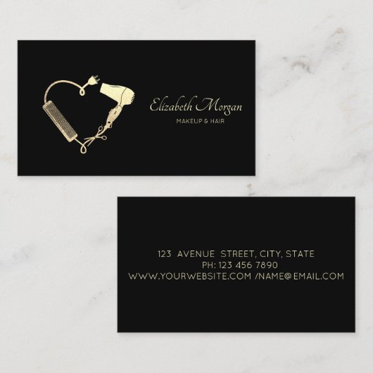 Professionele Schaar Droger Borstel Zwart Visitekaartje (Voorkant / Achterkant)