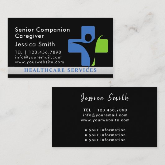 Professionele Schattigee Verpleegkundige Verpleegk Visitekaartje (Voorkant / Achterkant)
