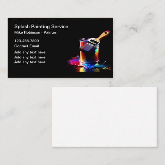 Professionele schilder Kleurrijke verf Kan Visitekaartje (Voorkant / Achterkant)