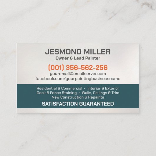 Professionele schilderdiensten - House Painter Bus Visitekaartje (Achterkant)