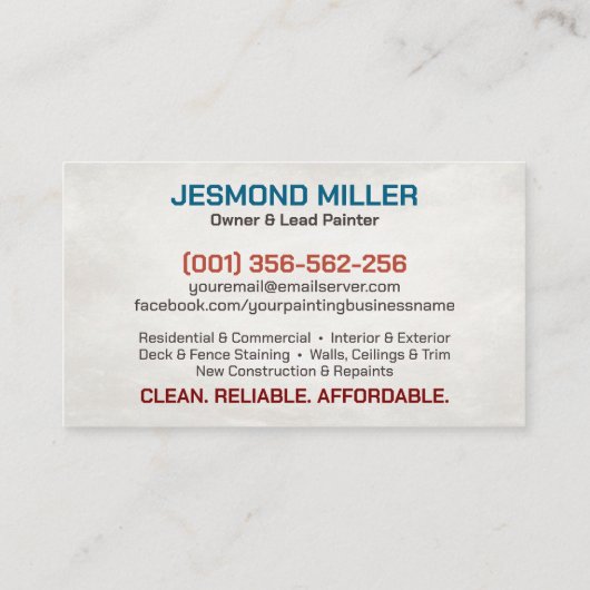 Professionele schilderdiensten - House Painter Visitekaartje (Achterkant)