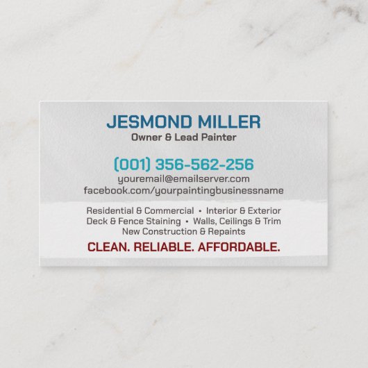 Professionele schilderdiensten - House Painter Visitekaartje (Achterkant)