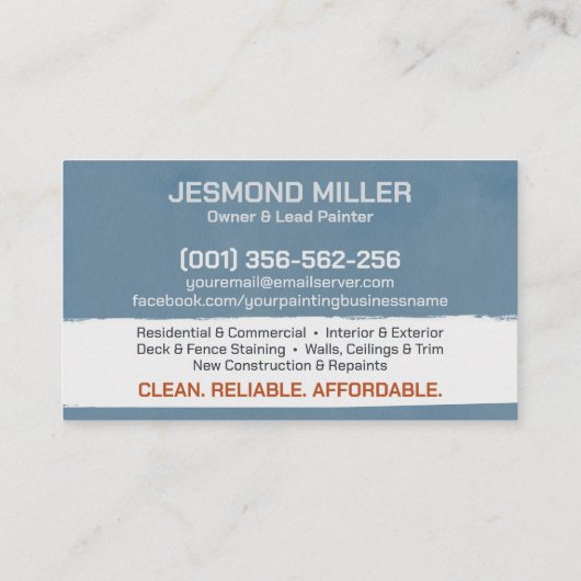 Professionele schilderdiensten - House Painter Visitekaartje (Achterkant)