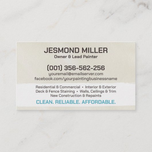 Professionele schilderdiensten - House Painter Visitekaartje (Achterkant)