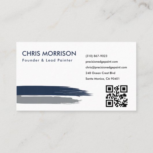 Professionele schilderservice Navy Blue QR-code Visitekaartje (Achterkant)