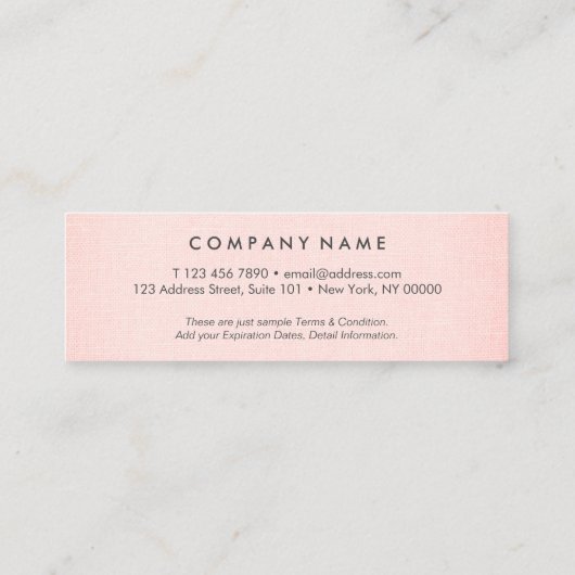 Professionele, schone minimalistische Blush Linen Mini Visitekaartje (Achterkant)