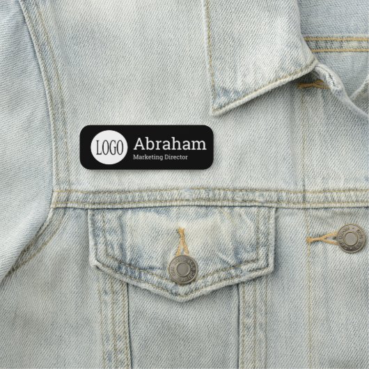 Professionele, schone, moderne zwarte Logo Naamplaatje (In situ)