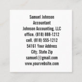 Professionele Schone Stijlvolle Accountant CPA Vierkante Visitekaartje (Achterkant)