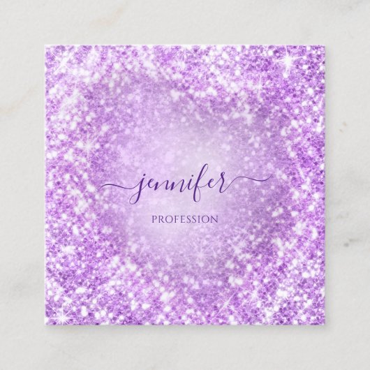 Professionele schoonheid, artiest Glitter Paars Vierkante Visitekaartje (Voorkant)