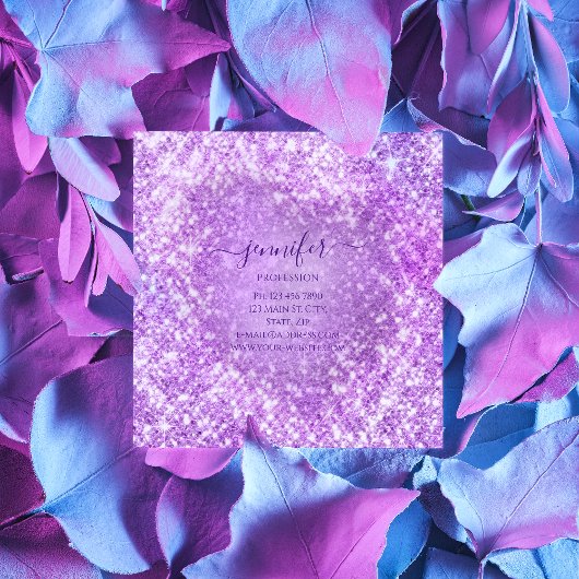 Professionele schoonheid, artiest Glitter Paars Vierkante Visitekaartje