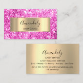 Professionele schoonheid kapper glitter roze vonk visitekaartje (Voorkant / Achterkant)