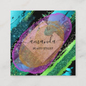 Professionele Schoonheid Make-up LogoPurple Blue P Vierkante Visitekaartje (Voorkant)