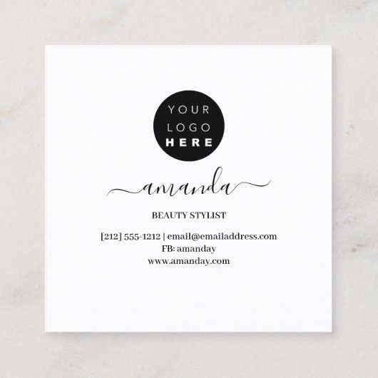 Professionele Schoonheid Make-up LogoPurple Blue P Vierkante Visitekaartje (Achterkant)