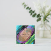 Professionele Schoonheid Make-up LogoPurple Blue P Vierkante Visitekaartje (Staand voorkant)