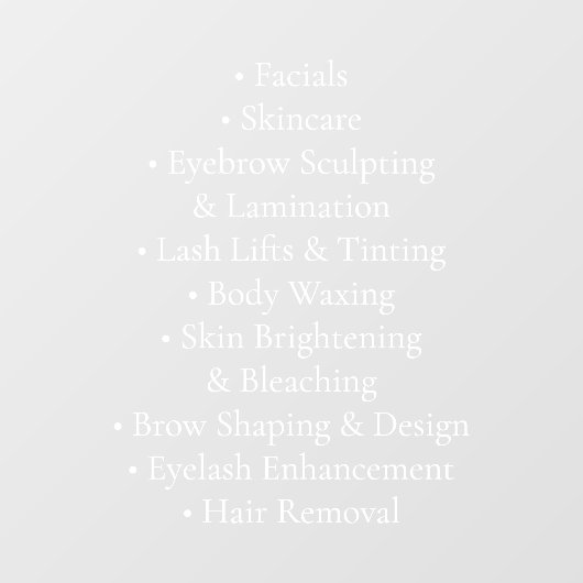 Professionele Schoonheidsdiensten Huidverzorging Raamsticker (Vel)