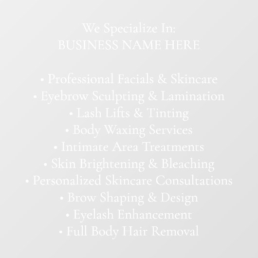 Professionele schoonheidsdiensten raamsticker (Vel)