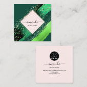 Professionele Schoonheidsmake-up Logo Groen Tropis Vierkante Visitekaartje (Voorkant / Achterkant)