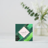 Professionele Schoonheidsmake-up Logo Groen Tropis Vierkante Visitekaartje (Staand voorkant)