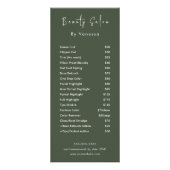 Professionele Schoonheidssalon prijslijst Diensten Reclamekaart (Voorkant)