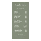 Professionele Schoonheidssalon prijslijst Diensten Reclamekaart (Voorkant)