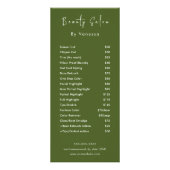 Professionele Schoonheidssalon prijslijst Diensten Reclamekaart (Voorkant)