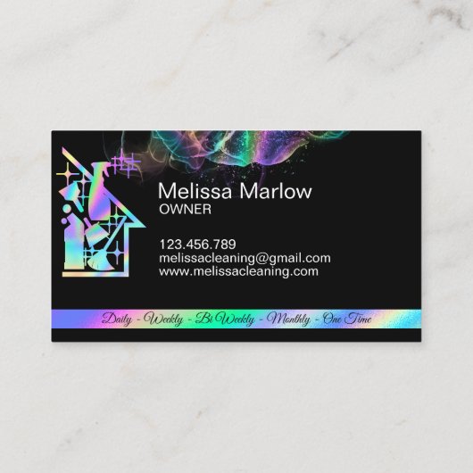 Professionele schoonmaak holografische conciërgedi visitekaartje (Achterkant)