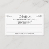Professionele schoonmaak/Janitorial Housekeeping S Visitekaartje (Achterkant)