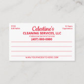 Professionele schoonmaak/Janitorial Housekeeping S Visitekaartje (Achterkant)
