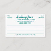 Professionele schoonmaak/Janitorial Housekeeping S Visitekaartje (Achterkant)