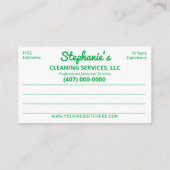 Professionele schoonmaak/Janitorial Housekeeping S Visitekaartje (Achterkant)