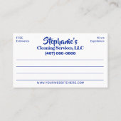 Professionele schoonmaak/Janitorial Housekeeping S Visitekaartje (Achterkant)