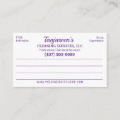 Professionele schoonmaak/Janitorial Housekeeping S Visitekaartje (Achterkant)