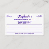 Professionele schoonmaak/Janitorial Housekeeping S Visitekaartje (Achterkant)
