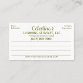 Professionele schoonmaak/Janitorial Housekeeping S Visitekaartje (Achterkant)