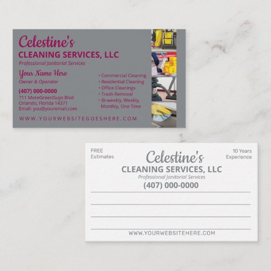 Professionele schoonmaak/Janitorial Housekeeping S Visitekaartje (Voorkant / Achterkant)