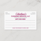 Professionele schoonmaak/Janitorial Housekeeping S Visitekaartje (Achterkant)